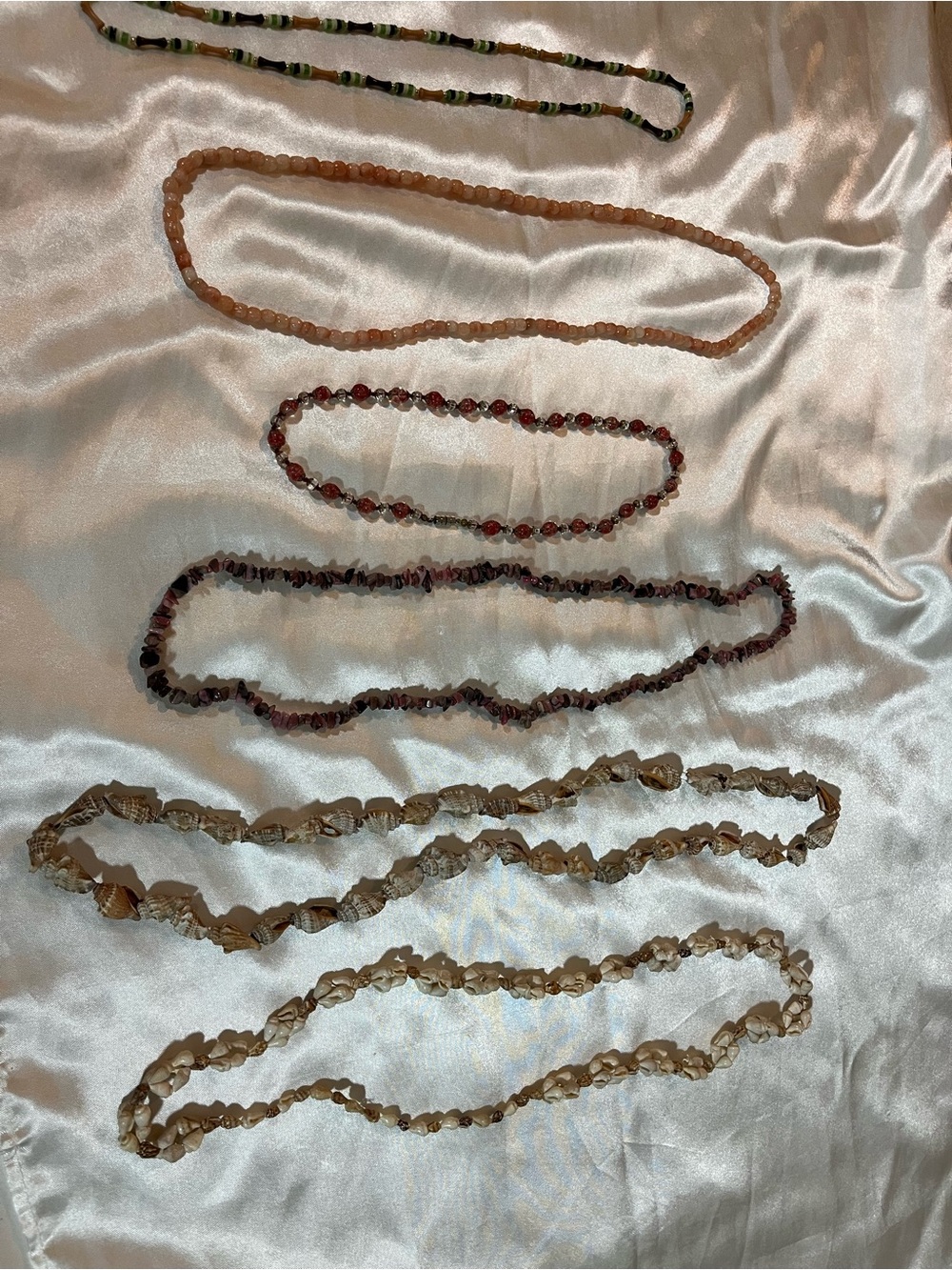 Handcrafted Beaded Necklace in Tan and Brown - Lot of 6-Women Jewelry